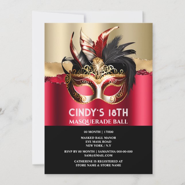 Invitación Moda de máscara de la cara de cumpleaños de la mas (Anverso)