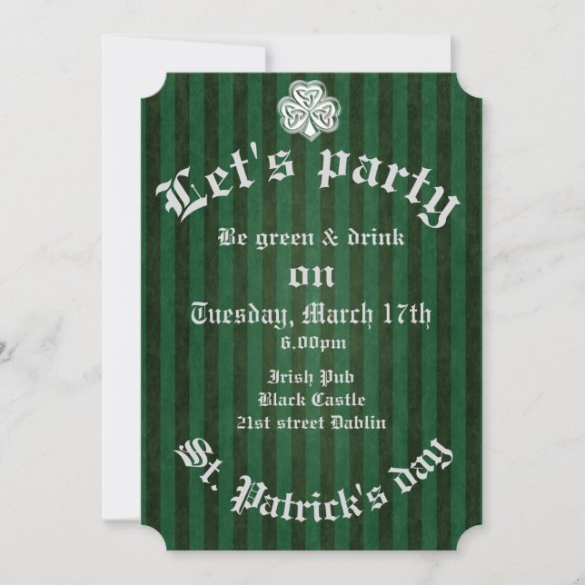 Invitación Moda de moda irlandesa afortunada sacudida fiesta  (Anverso)