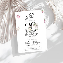 Invitación Moda de moda Sorpresa Floral Rosa 30 cumpleaños