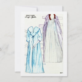 Invitación Moda de muñeca de papel de lino oscuro nocturno pa