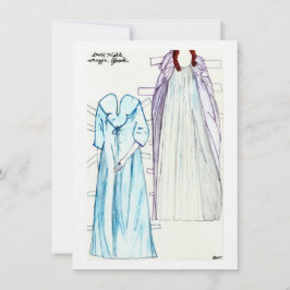 Invitación Moda de muñeca de papel de lino oscuro nocturno pa