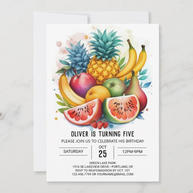Invitación Moda de niños de la frutería Cumpleaños (Anverso)