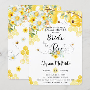 Invitación Moda de novia a ducha de novia floral amarilla
