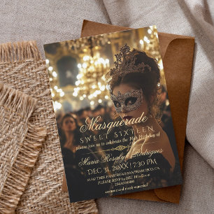 Invitación Moda de oro de Masquerade Quinceanera Foto