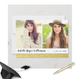 Invitación Moda de oro esparce 2 fiesta de graduación de foto