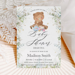 Invitación Moda de osito de peluche de alta Fiesta de té Baby
