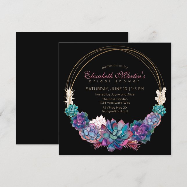 Invitación Moda de país Agua Suculenta Ducha Bridal (Anverso / Reverso)