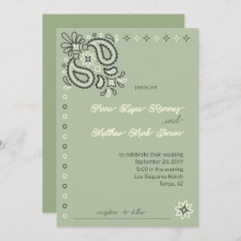 Invitación Moda de país Sage Green Green Modern Boda Occident