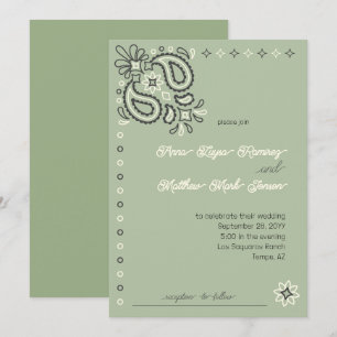 Invitación Moda de país Sage Green Green Modern Boda Occident