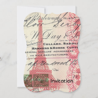 Invitación Moda de París guiones franceses torre de eiffel ro