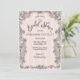 Invitación Moda de París Ornate Tiras Rosa Ducha Bridal