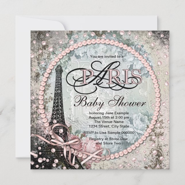 Invitación Moda de Shebaa Baby Shower de París (Anverso)