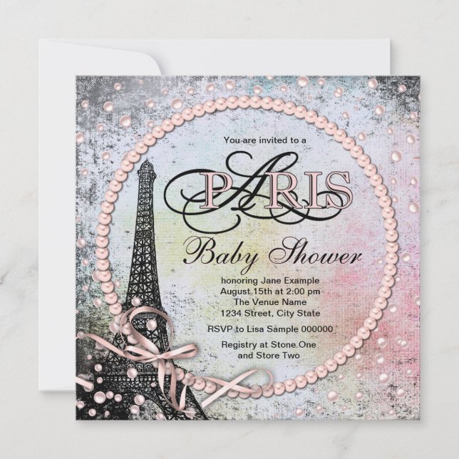 Invitación Moda de Shebaa Baby Shower de París (Anverso)