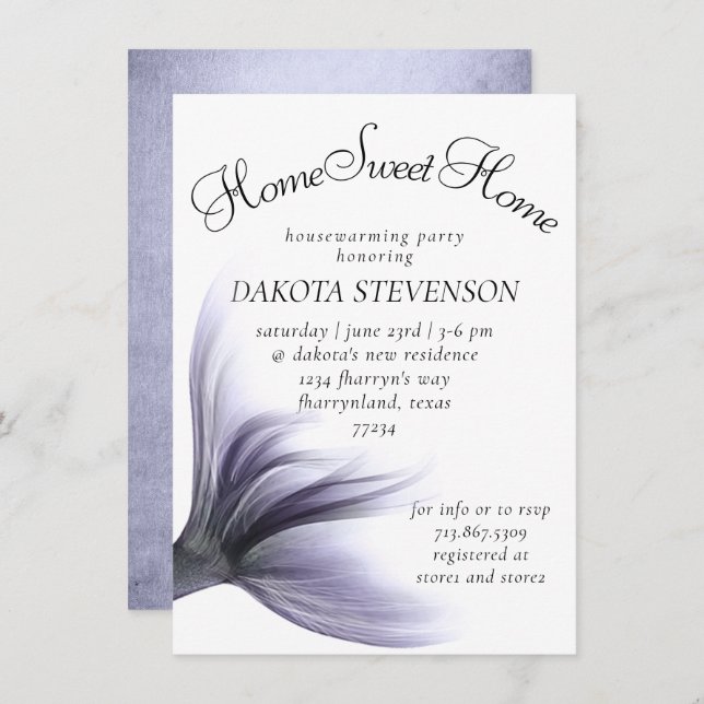 Invitación Moda de Sirena | Calentamiento de viviendas púrpur (Anverso / Reverso)