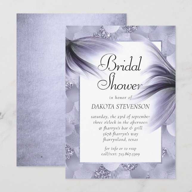 Invitación Moda de Sirena | Ducha morada de lavanda turbia (Anverso / Reverso)