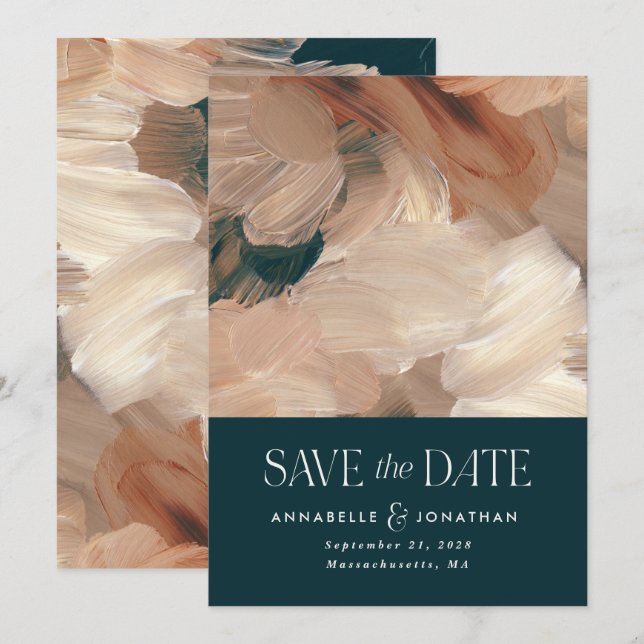 Invitación Moda de terracota verde azulada moderna pintada en (Anverso / Reverso)