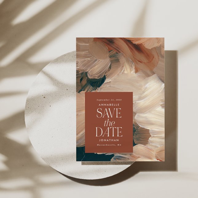 Invitación Moda de terracota verde azulada moderna pintada en (Subido por el creador)