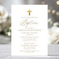 Moda de tipografía con cruces de oro Bautismo eleg