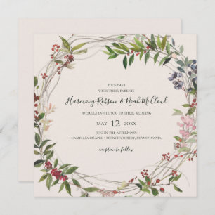 Invitación Moda de vacaciones Botánica   Boda de Champagne Sq