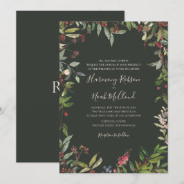 Invitación Moda de vacaciones Botánica | Boda verde oscuro In