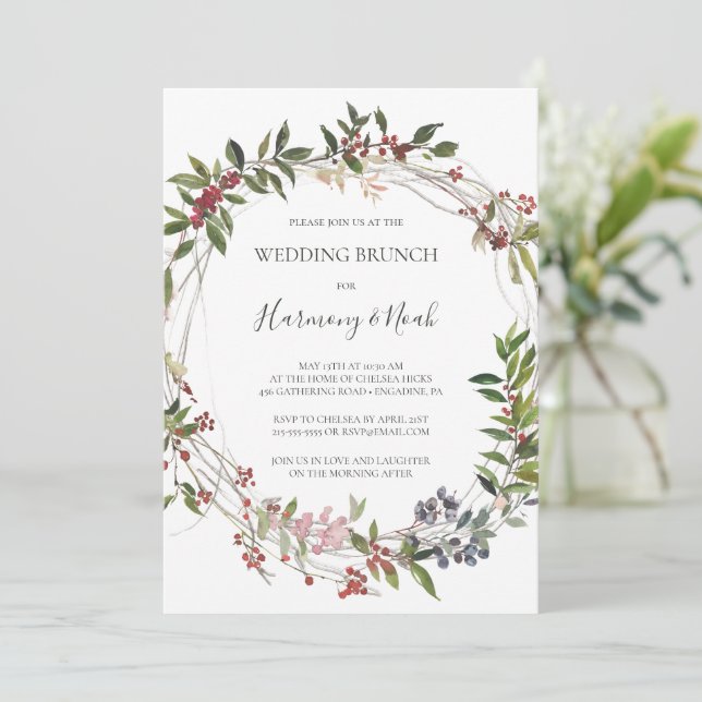 Invitación Moda de vacaciones Botánica | Brunch Boda blanco (Anverso de pie)