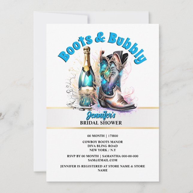 Invitación Moda de verano brillante con bota de vaquero occid (Anverso)