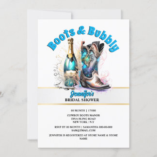 Invitación Moda de verano brillante con bota de vaquero occid