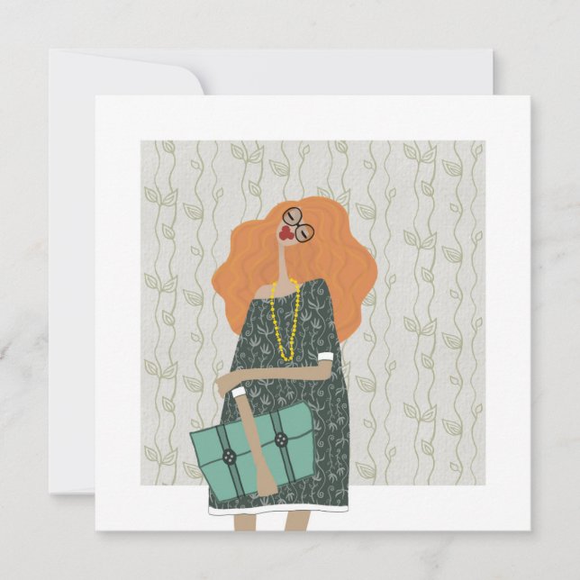 Invitación Moda de vuelta a la escuela Ilustración de moda (Anverso)