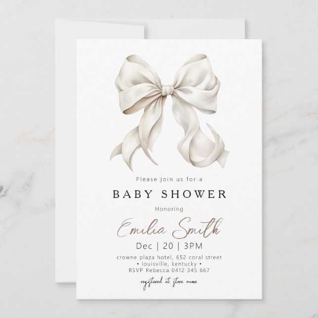 Invitación Moda de White Coquette Baby Shower (Anverso)