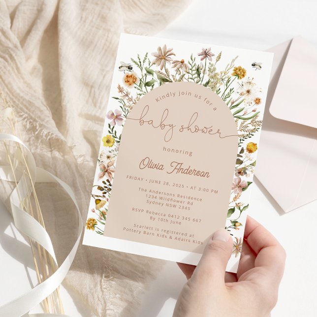 Invitación Moda de Wildflower Boho Baby Shower (Subido por el creador)