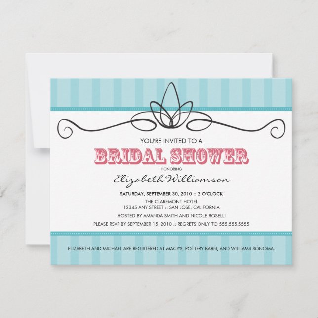 Invitación Moda Deco Bridal Shower Invitation (aqua) (Anverso)