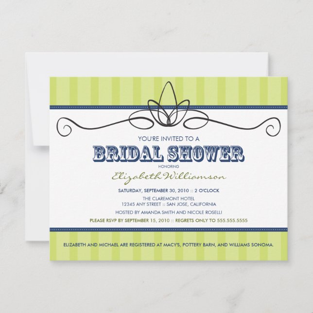 Invitación Moda Deco Bridal Shower Invitation (lima/marina) (Anverso)