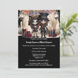 Invitación Moda del boda de la pareja de novios con cadáver