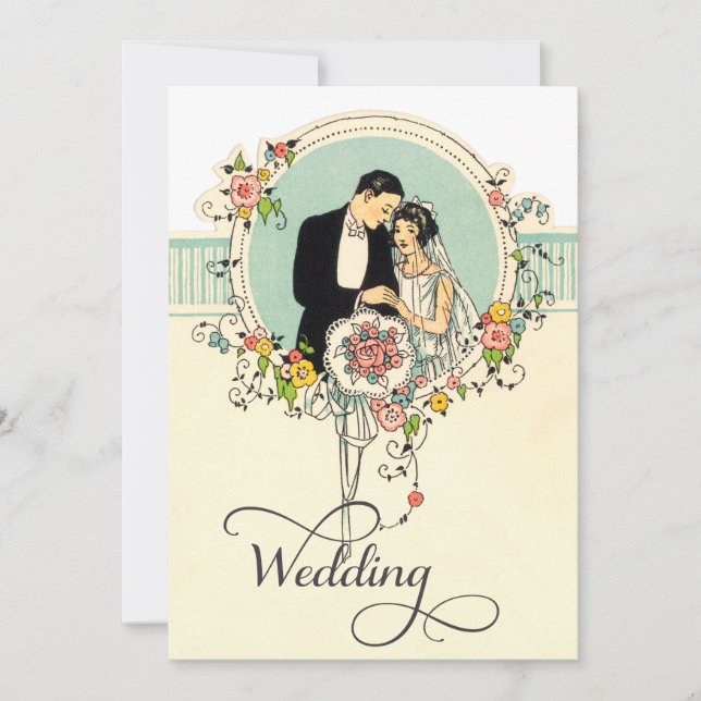 Invitación Moda del Boda Novia y Groom de 1920 (Anverso)