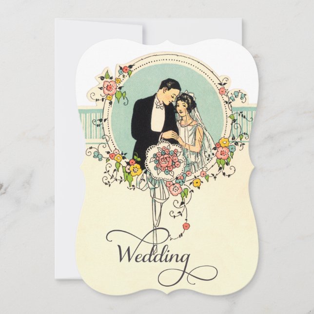 Invitación Moda del Boda Novia y Groom de 1920 (Anverso)