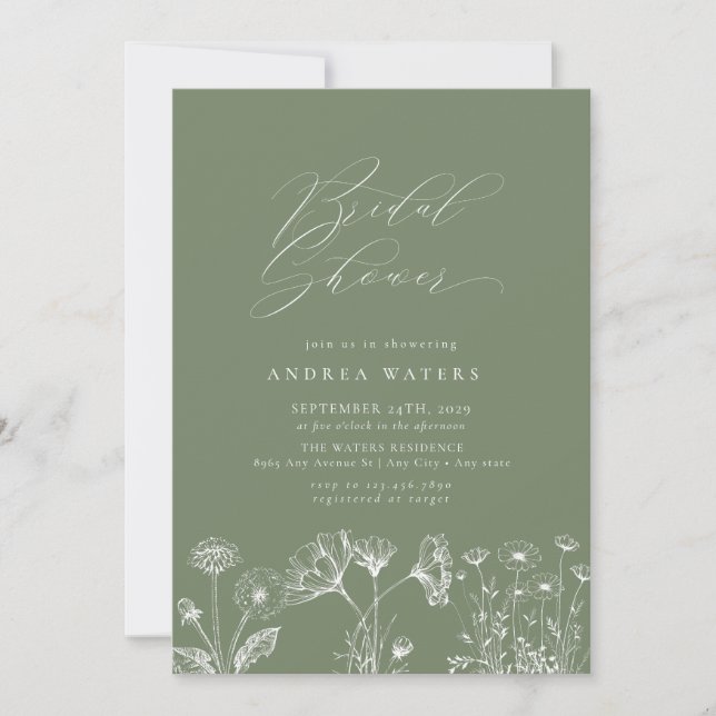 Invitación Moda del Boho de Flores Silvestres Ducha nupcial (Anverso)