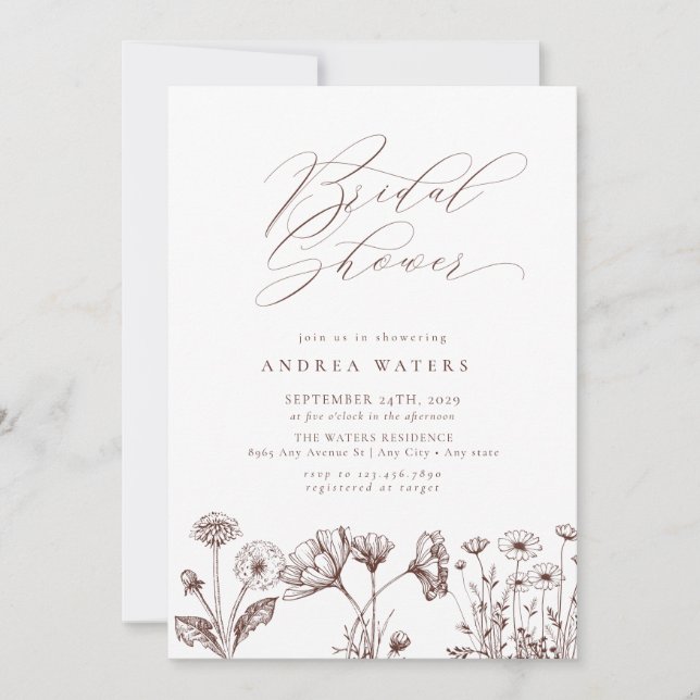 Invitación Moda del Boho de Flores Silvestres Ducha nupcial (Anverso)