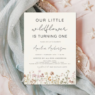 Invitación Moda del Boho de Flores Silvestres Primer cumpleañ