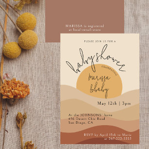 Invitación Moda del desierto Boho Personalizado Neutral Earth