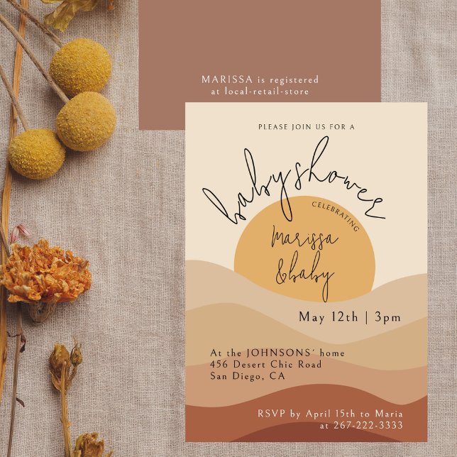 Invitación Moda del desierto Boho Personalizado Neutral Earth (Subido por el creador)