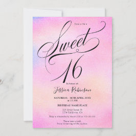 Invitación Moda del guión holográfico del arcoiris rosa del G