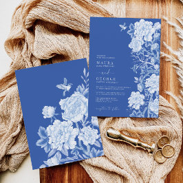 Invitación Moda Delft Blue Chinoiserie Flower Garden Boda
