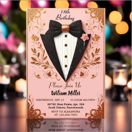 Invitación Moda Demanda Hombres Tuxedo Adulto 18º Cumpleaños