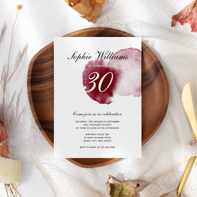 Invitación Moda Derrame de Vino Rojo Edad de Personalizado Mo (Subido por el creador)