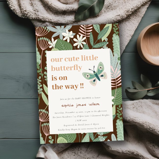 Invitación Moda Desierto Retro Mariposa Jardín Baby Shower (Subido por el creador)