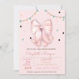 Invitación Moda Dibujar estrellas rosadas de vaca Baby Shower