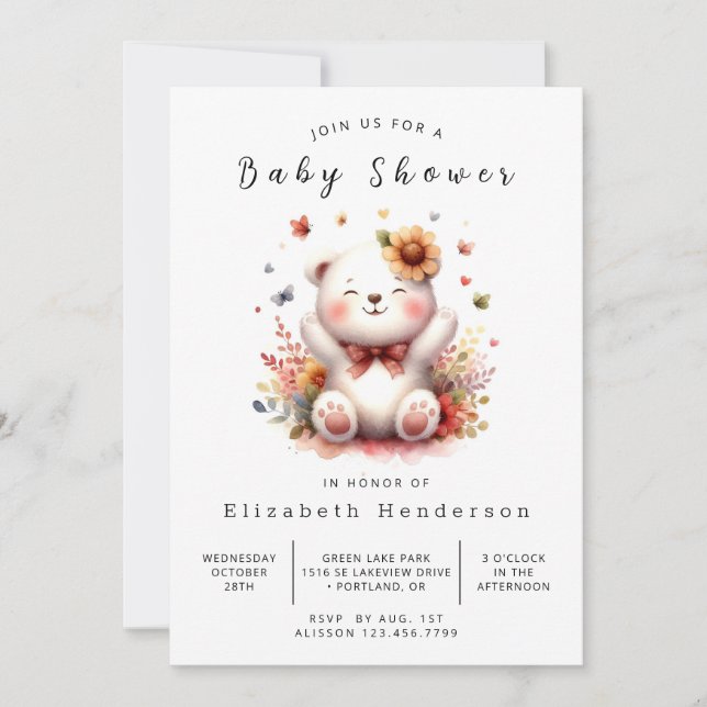 Invitación Moda Digital Bear Baby Shower (Anverso)