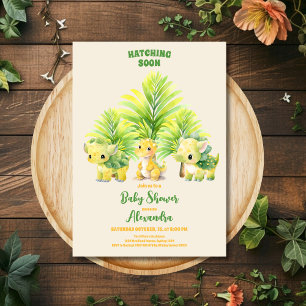 Invitación Moda Dinosaur Boy Baby Shower Greenery