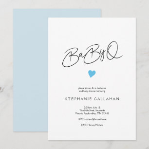 Invitación Moda divertida Baby BaBy Q Shower Blue Heart Motif