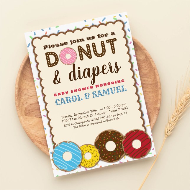 Invitación Moda Donut & Diapers Parejas Baby Shower (Subido por el creador)